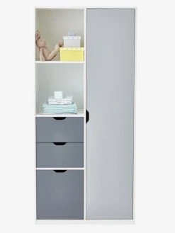 Armoire LIGNE PASSE-PASSE Blanc/gris - Vertbaudet -Vertbaudet Boutique armoire ligne passe passe 2