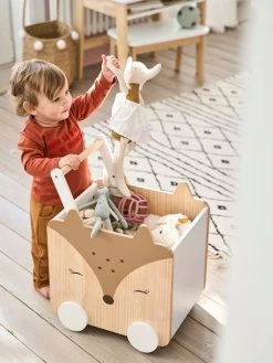 Coffre à Roulettes Biche Blanc - Bois - Vertbaudet -Vertbaudet Boutique coffre a roulettes biche 3