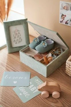 Coffret Cadeau Cadre + Boite à Compartiments En Velours Vert - Vertbaudet -Vertbaudet Boutique coffret cadeau cadre boite a compartiments en velours 4