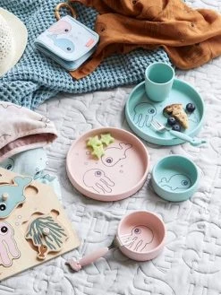 Coffret Repas 3 Pièces DONE BY DEER Sea Friends En Silicone Bleu - Done By Deer -Vertbaudet Boutique coffret repas 3 pieces done by deer sea friends en silicone 5