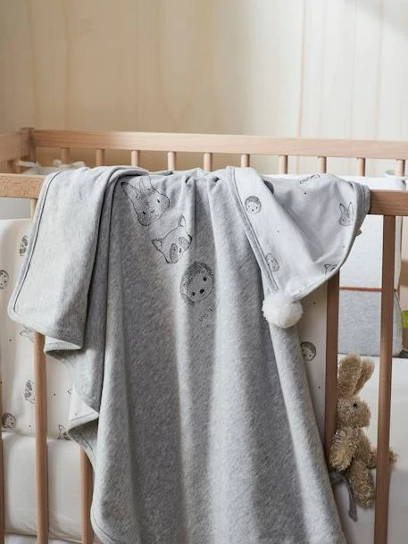 Couverture Bébé En Maille Jersey Coton Bio* MINI COMPAGNIE écru / Gris Chiné - Vertbaudet 4 Couverture Bébé En Maille Jersey Coton Bio* MINI COMPAGNIE écru / Gris Chiné - Vertbaudet – Image 2