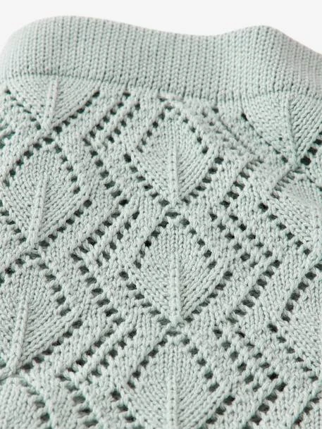 Couverture Pointelle En Coton Vert D'eau - Vertbaudet 5 Couverture Pointelle En Coton Vert D'eau - Vertbaudet – Image 3