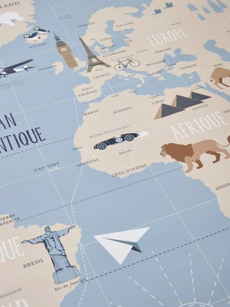 Décoration Murale Mappemonde Carte Du Monde Bleu - Vertbaudet 7 Décoration Murale Mappemonde Carte Du Monde Bleu - Vertbaudet – Image 5