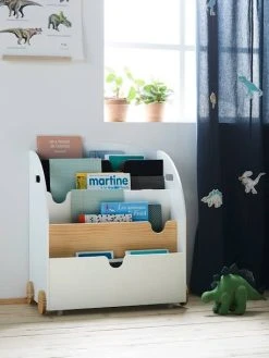 Etagère Pour Livres à Roulettes LIGNE SCHOOL Rose - Vertbaudet -Vertbaudet Boutique etagere pour livres a roulettes ligne school 3