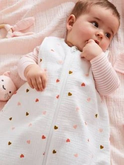 Gigoteuse Spécial été En Gaze De Coton PETITS COEURS Personnalisable écru / Coeur - Vertbaudet -Vertbaudet Boutique gigoteuse special ete en gaze de coton petits coeurs personnalisable 3