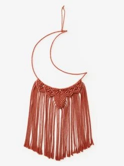 Grand Attrape-rêves Lune En Macramé Terracotta - Vertbaudet