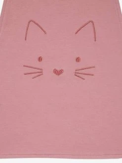 Grand Bavoir Brodé Animaux Rose Poudré/chat - Vertbaudet -Vertbaudet Boutique grand bavoir brode animaux 2