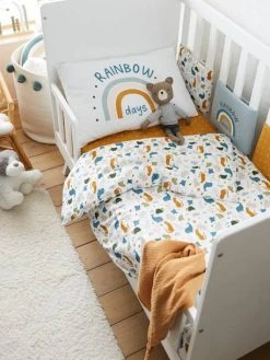 Housse De Couette Bébé MINI ZOO Blanc / Multicolore - Vertbaudet -Vertbaudet Boutique housse de couette bebe mini zoo 3