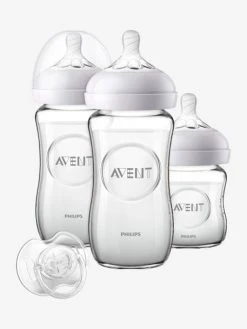 Kit Nouveau-né : 3 Biberons En Verre + Sucette Philips AVENT Natural Transparent - Philips Avent -Vertbaudet Boutique kit nouveau ne 3 biberons en verre sucette philips avent natural 2