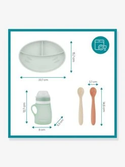 Kit Repas Silicone BABYMOOV Grow’Isy Vert/terracotta - Babymoov -Vertbaudet Boutique kit repas silicone babymoov growisy 5