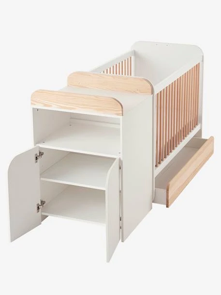 Lit Combiné évolutif Avec Rangements Et Table à Langer LIGNE ECLIPSE Blanc / Bois - Vertbaudet 5 Lit Combiné évolutif Avec Rangements Et Table à Langer LIGNE ECLIPSE Blanc / Bois - Vertbaudet – Image 3