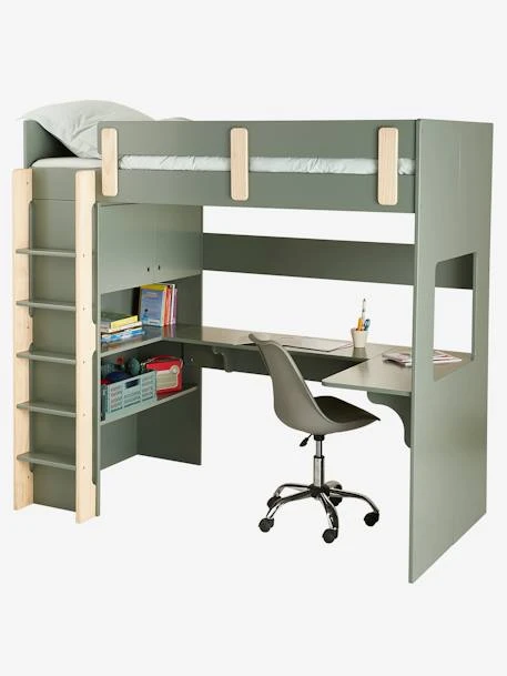 Lit Mezzanine Avec Bureau Et Rangement LIGNE EVEREST Kaki - Vertbaudet 8 Lit Mezzanine Avec Bureau Et Rangement LIGNE EVEREST Kaki - Vertbaudet – Image 6