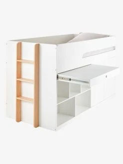 Lit Mi Hauteur Avec Bureau Coulissable Combiné CAMELEO Blanc Mate - Vertbaudet -Vertbaudet Boutique lit mi hauteur avec bureau coulissable combine cameleo 5