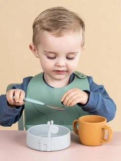 Lot De 2 Bavoirs Avec Récupérateur DONE BY DEER Peekaboo Eléphant En Silicone Vert Clair + Vert Foncé - Done By Deer -Vertbaudet Boutique lot de 2 bavoirs avec recuperateur done by deer peekaboo elephant en silicone 5