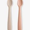Lot De 2 Cuillères 1er âge MUSHIE En Silicone Beige + Vert - Mushie