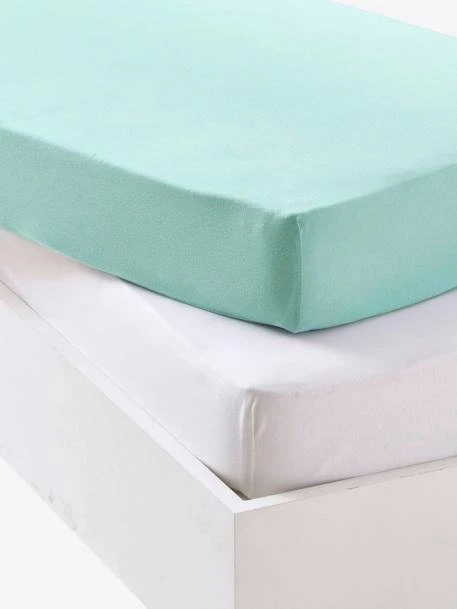 Lot De 2 Draps-housses Bébé En Jersey Extensible Gris + Blanc - Vertbaudet 3 Lot De 2 Draps-housses Bébé En Jersey Extensible Gris + Blanc - Vertbaudet