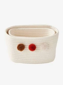 Lot De 2 Paniers En Corde à Pompons Beige - Vertbaudet -Vertbaudet Boutique lot de 2 paniers en corde a pompons 2