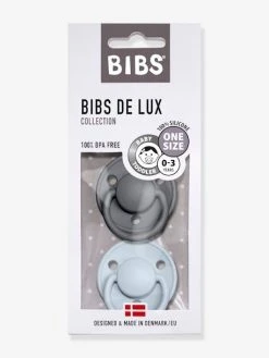 Lot De 2 Sucettes-tétines BIBS De Lux En Silicone Gris Fer + Bleu Layette - Bibs