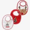 Lot De 3 Bavoirs Bébé Spécial Noël Capsule Famille Rouge/écru - Vertbaudet -Vertbaudet Boutique lot de 3 bavoirs bebe special noel capsule famille