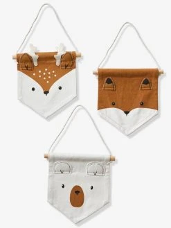 Lot De 3 Fanions Animaux GREEN FOREST Blanc - Vertbaudet