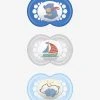 Lot De 3 Sucettes En Silicone MAM 18M+ : 2 Original + 1 Nuit Lot Gris Motifs Phoques - Mam