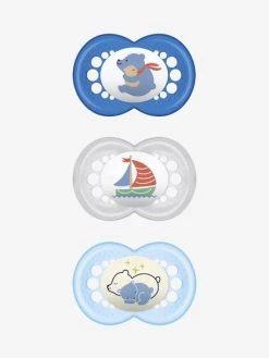 Lot De 3 Sucettes En Silicone MAM 18M+ : 2 Original + 1 Nuit Lot Gris Motifs Phoques - Mam