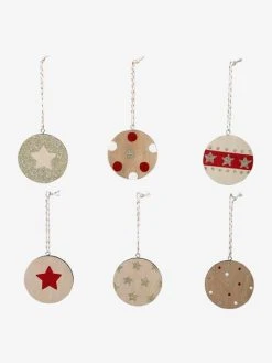 Lot De 6 Boules De Noël Plates En Bois Naturel - Vertbaudet -Vertbaudet Boutique lot de 6 boules de noel plates en bois 2