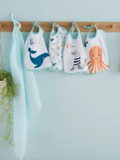 Lot De 7 Bavoirs Bébé Imprimés Fond Blanc - Vertbaudet -Vertbaudet Boutique lot de 7 bavoirs bebe 1