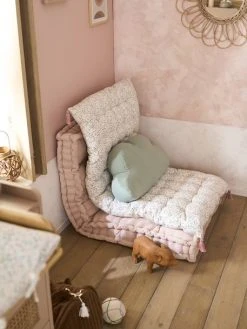 Matelas De Sol Avec Pompons FLEURETTES écru / Multicolore - Vertbaudet -Vertbaudet Boutique matelas de sol avec pompons fleurettes 3