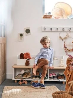 Meuble à Chaussures LIGNE PTILOU Blanc/bois - Vertbaudet -Vertbaudet Boutique meuble a chaussures ligne ptilou 3