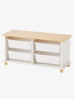Meuble De Rangement + 4 Bacs LIGNE PTILOU Blanc/bois - Vertbaudet -Vertbaudet Boutique meuble de rangement 4 bacs ligne ptilou 2