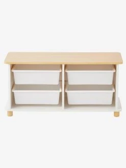 Meuble De Rangement + 4 Bacs LIGNE PTILOU Blanc/bois - Vertbaudet -Vertbaudet Boutique meuble de rangement 4 bacs ligne ptilou 3