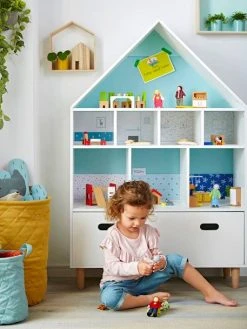 Meuble De Rangement 9 Cases Maison Blanc/bleu - Vertbaudet -Vertbaudet Boutique meuble de rangement 9 cases maison 4