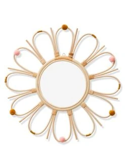 Miroir En Rotin à Pompons Sunshine Naturel - Vertbaudet