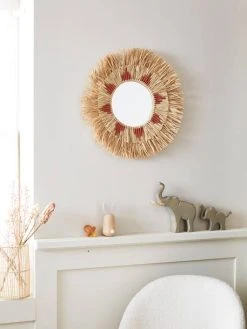 Miroir Rond Raphia Beige / Rose - Vertbaudet -Vertbaudet Boutique miroir rond raphia 2