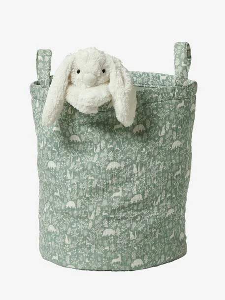 Panier En Gaze De Coton DANS LES BOIS Bleu Grisé - Vertbaudet 4 Panier En Gaze De Coton DANS LES BOIS Bleu Grisé - Vertbaudet – Image 2