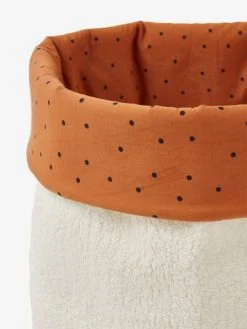 Panier Réversible Fausse Fourrure Bouclette Blanc/caramel Imprimé - Vertbaudet -Vertbaudet Boutique panier reversible fausse fourrure bouclette 1