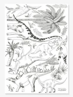 Planche De Stickers LILIPINSO - Dinosaures Et Végétaux Gris - Lilipinso