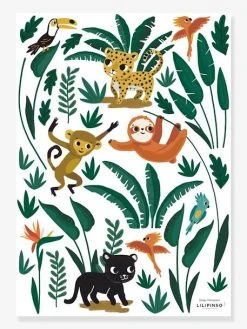 Planche De Stickers LILIPINSO - Petits Animaux De La Jungle Multicolore - Lilipinso