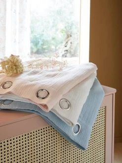 Rideau Tamisant En Gaze De Coton Bleu Grisé - Vertbaudet -Vertbaudet Boutique rideau tamisant en gaze de coton 3