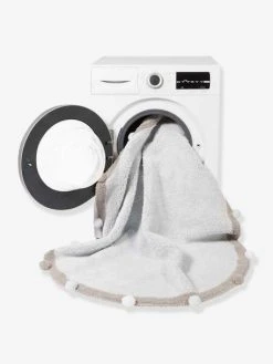 Tapis Coton Lavable Rond Avec Pompons LORENA CANALS Bleu Grisé - Lorena Canals -Vertbaudet Boutique tapis coton lavable rond avec pompons lorena canals 4