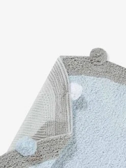 Tapis Coton Lavable Rond Avec Pompons LORENA CANALS Bleu Grisé - Lorena Canals -Vertbaudet Boutique tapis coton lavable rond avec pompons lorena canals 5