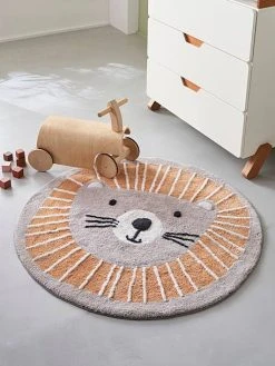 Tapis Rond Lavable Lion Gris / Orange - Vertbaudet -Vertbaudet Boutique tapis rond lavable lion 2