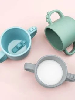 Tasse à 2 Poignées DONE BY DEER Peekaboo Crocodile En Silicone Vert - Done By Deer -Vertbaudet Boutique tasse a 2 poignees done by deer peekaboo crocodile en silicone 3